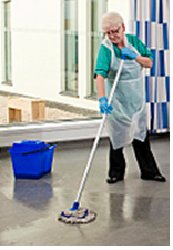 Photo of domestic cleaning floor with a mop